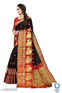 COTTON BASED JACQUARD SAREES - Saree Length Size-5.5m Blouse Lenght Size:0.8, Cotton Silk, Zari Woves, pack of:1